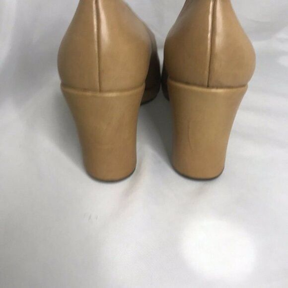 Enzo Angiolini Wedge Heels Camel Brown Leather Size 8 NARROW Y - Picture 3 of 10